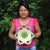 GREEN AND GOLD - HANDMADE CHAMBIRA PALM FIBER BASKET - WOVEN BY ARTISAN FROM PERUVIAN AMAZON