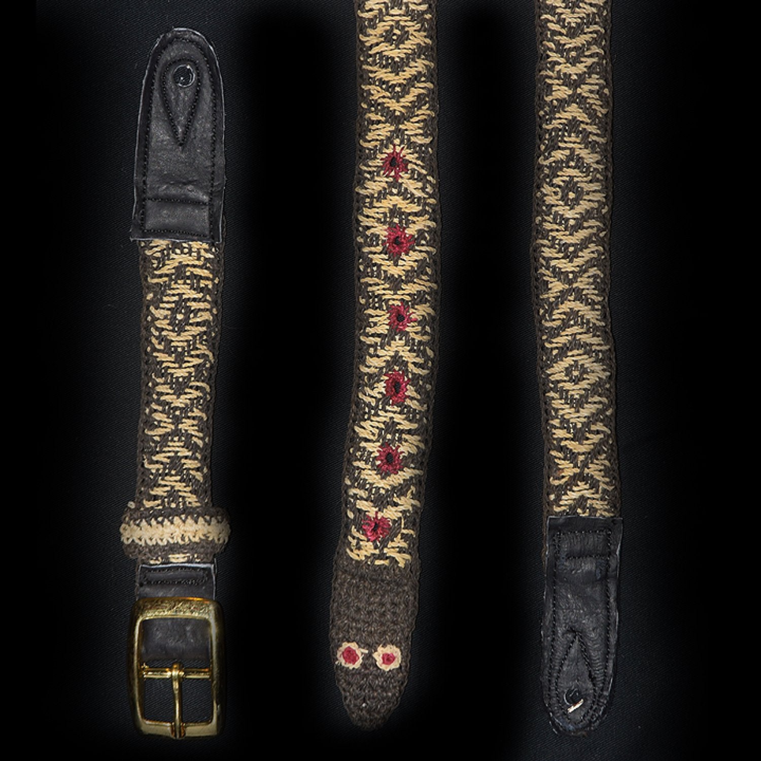 GSM01A : Fair-Trade hand-made Amazon mandolin strap - black Anaconda model