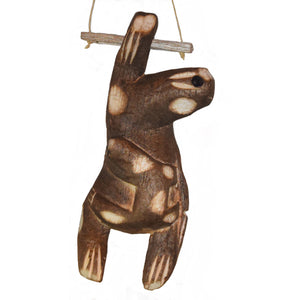 SLOTH BALSA WOOD FAIR -TRADE ORNAMENT - CARVED BY PERUVIAN AMAZON ARTISAN