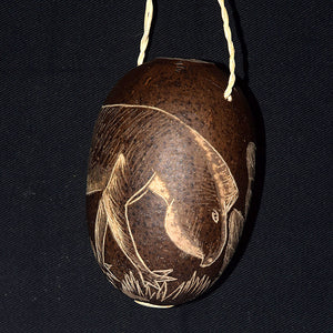 Calabash Christmas tree ornament and hand rattle - assorted mammals