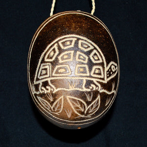Calabash Christmas tree ornament and hand rattle - assorted reptiles, amphibians and fish