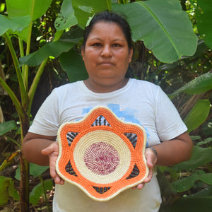 Orange Lollipop Decorative Basket - Fair Trade and Handmade by Peruvian Amazon Artisan