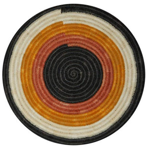 Woven hot pad (trivet) and center piece with 4 earth-tone bands