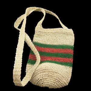 Fair-Trade Bottle Carrier/Wine Tote double green and red bands