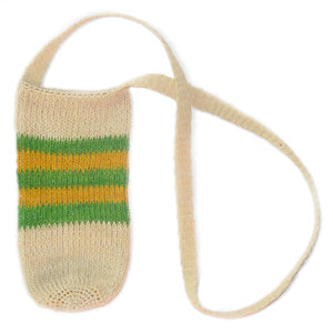 Fair-Trade Bottle Carrier/Wine Tote double green and yellow bands