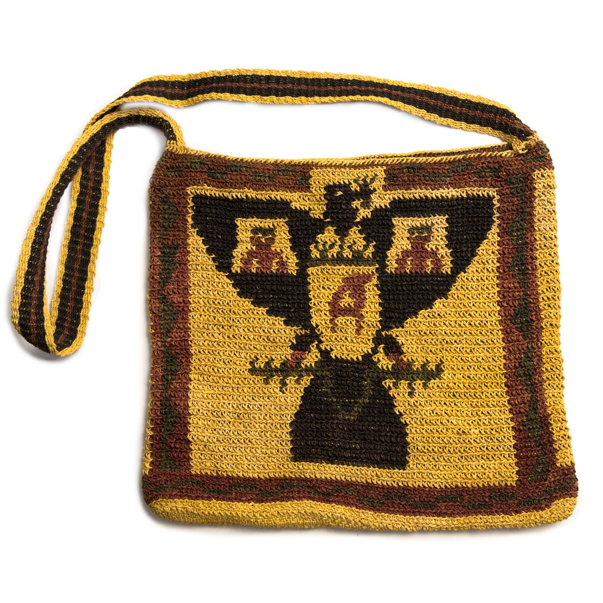Peruvian Amazon Clan Ocaina Symbol Design, Crocheted Shoulder Strap Bag - Amazon Ecology