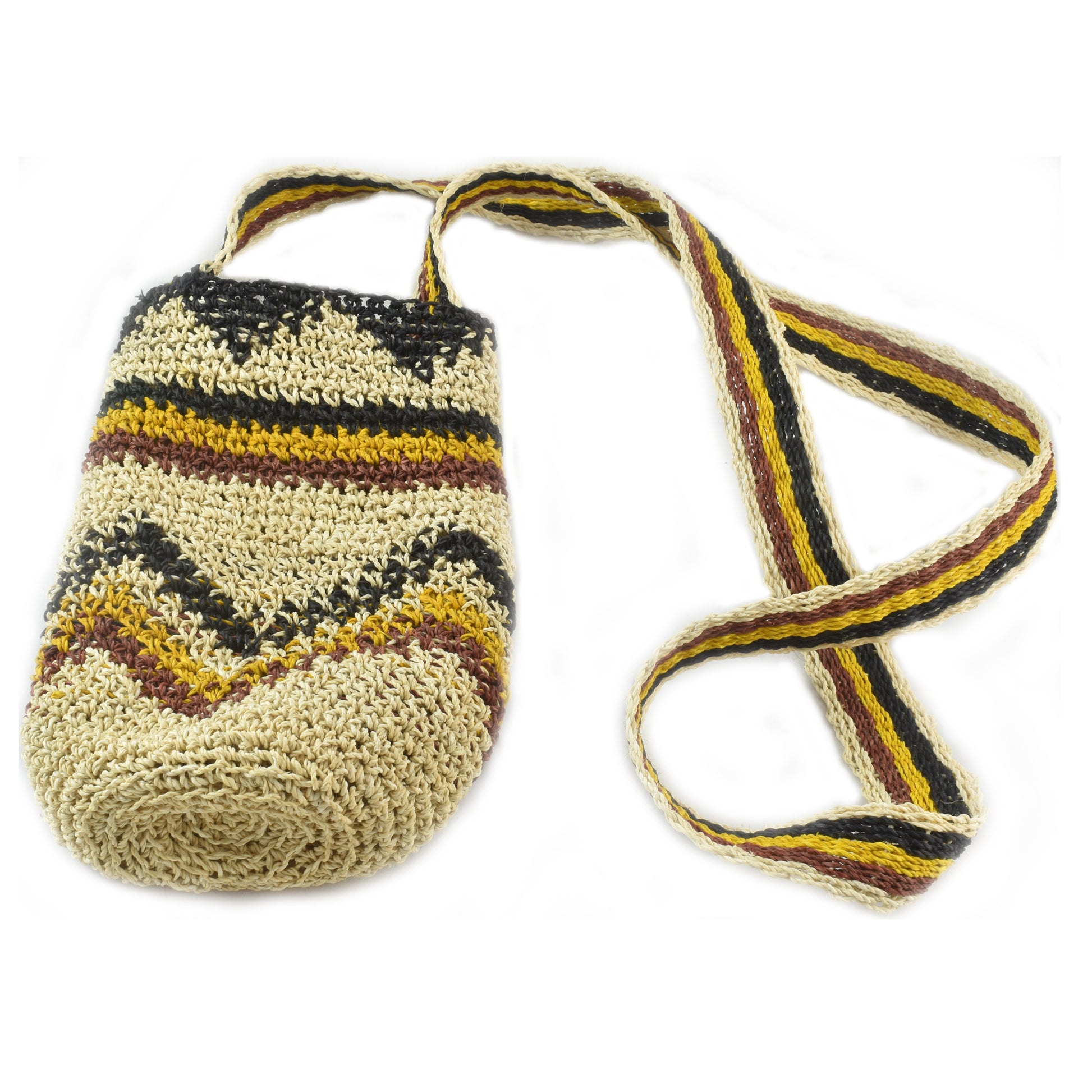 Fair-Trade Bottle Carrier/Wine Tote with zig zag Bora native pattern - Amazon Ecology