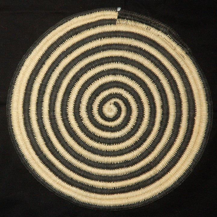Woven hot pad (trivet) and center piece with black and white spirals - Amazon Ecology