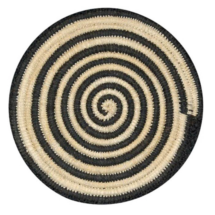 Woven hot pad (trivet) and center piece with black and white spirals - Amazon Ecology