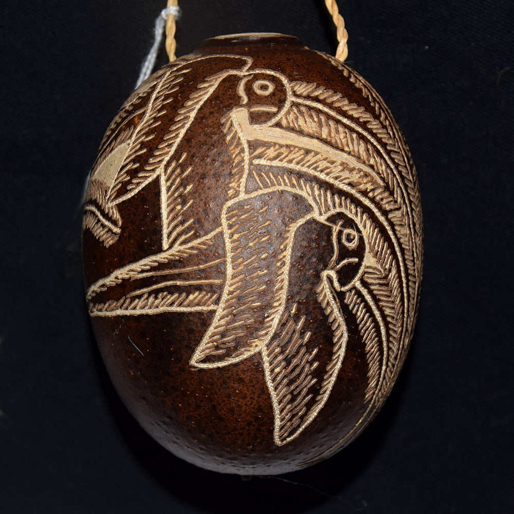 Calabash Christmas tree ornament and hand rattle - assorted birds - Amazon Ecology