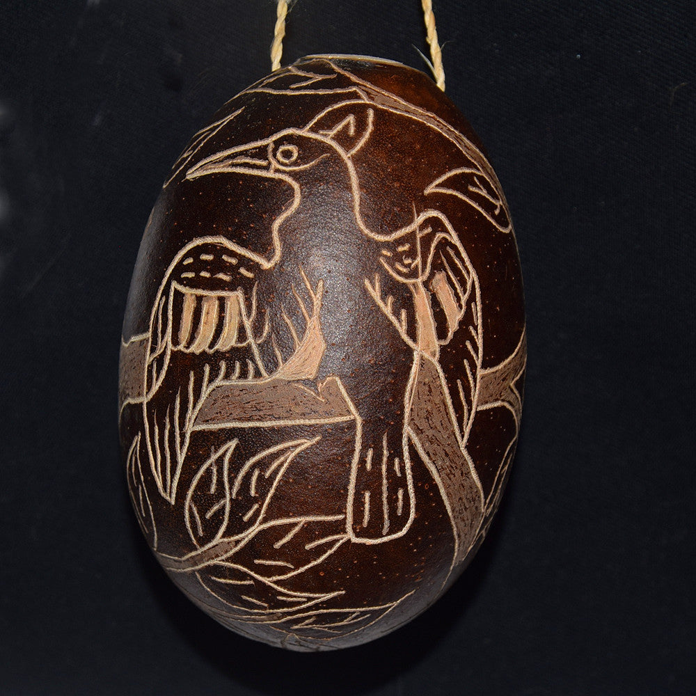 Calabash Christmas tree ornament and hand rattle - assorted birds - Amazon Ecology