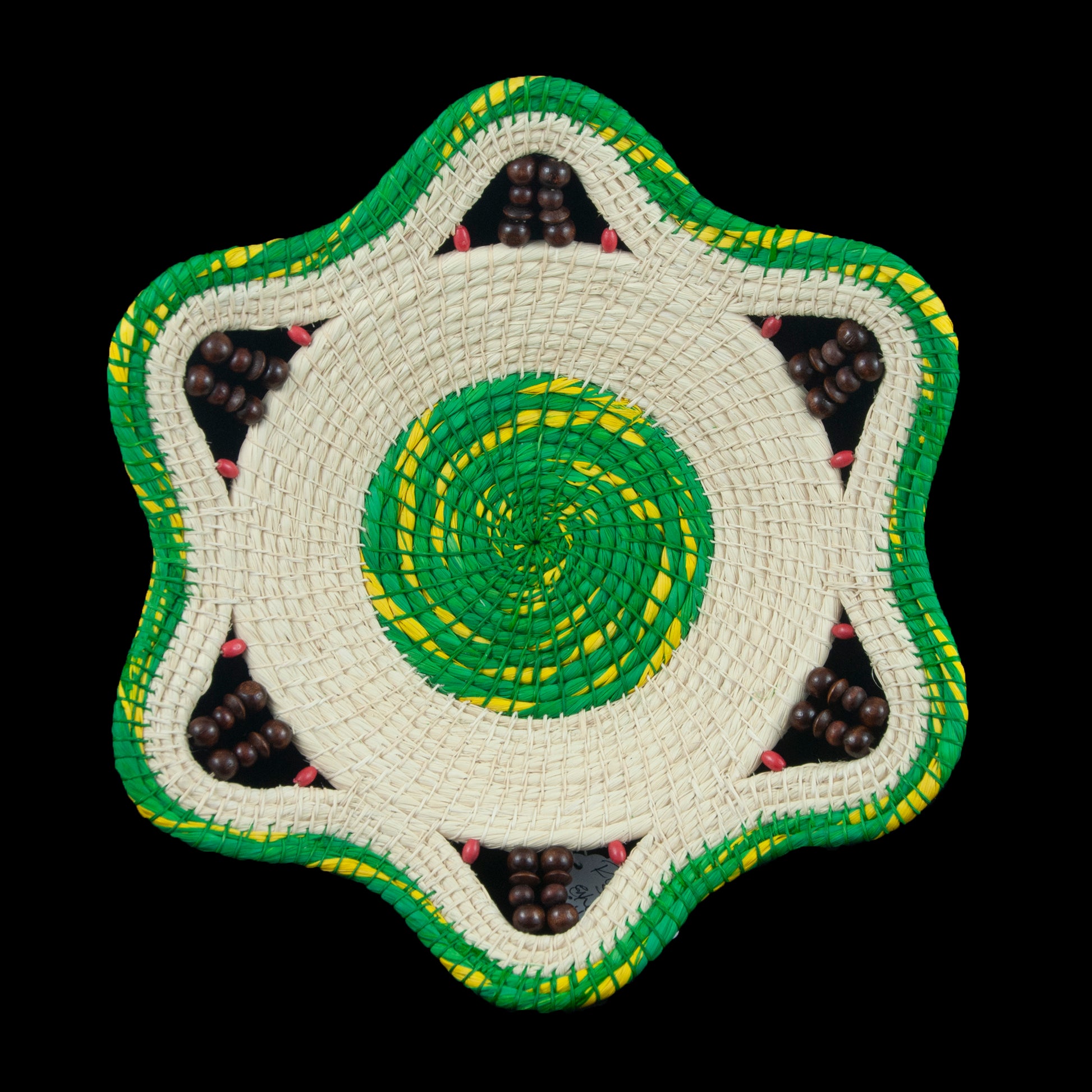 GREEN AND GOLD - HANDMADE CHAMBIRA PALM FIBER BASKET - WOVEN BY ARTISAN FROM PERUVIAN AMAZON - Amazon Ecology