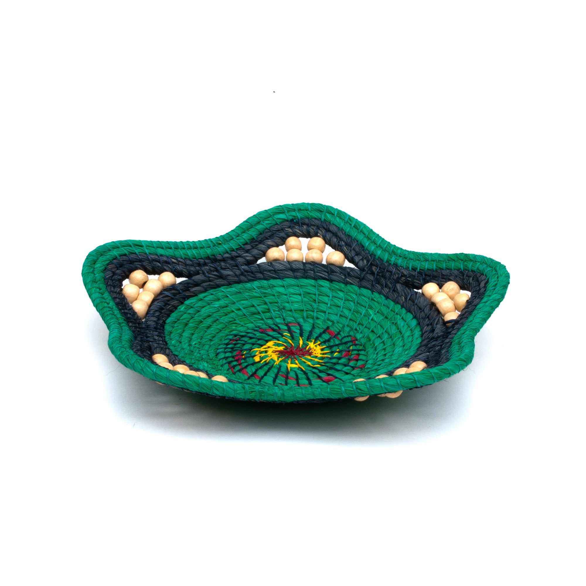 Beautiful Blue and Emerald Handwoven Decorative Basket - Fair Trade - Amazon Ecology