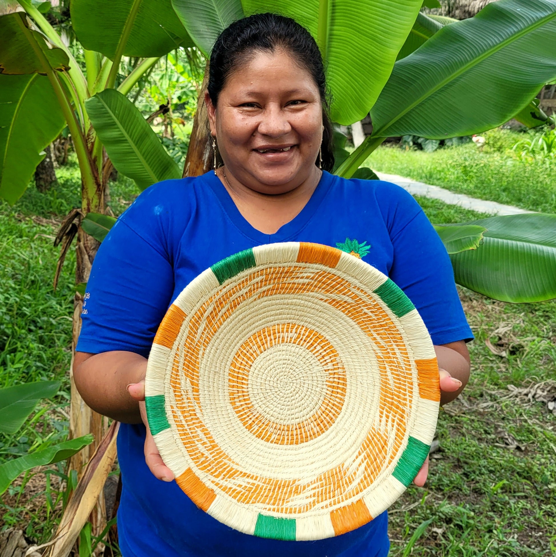 Orange and Green Delight - Fair Trade Basket - Handmade by Peruvian Amazon artisan - Amazon Ecology