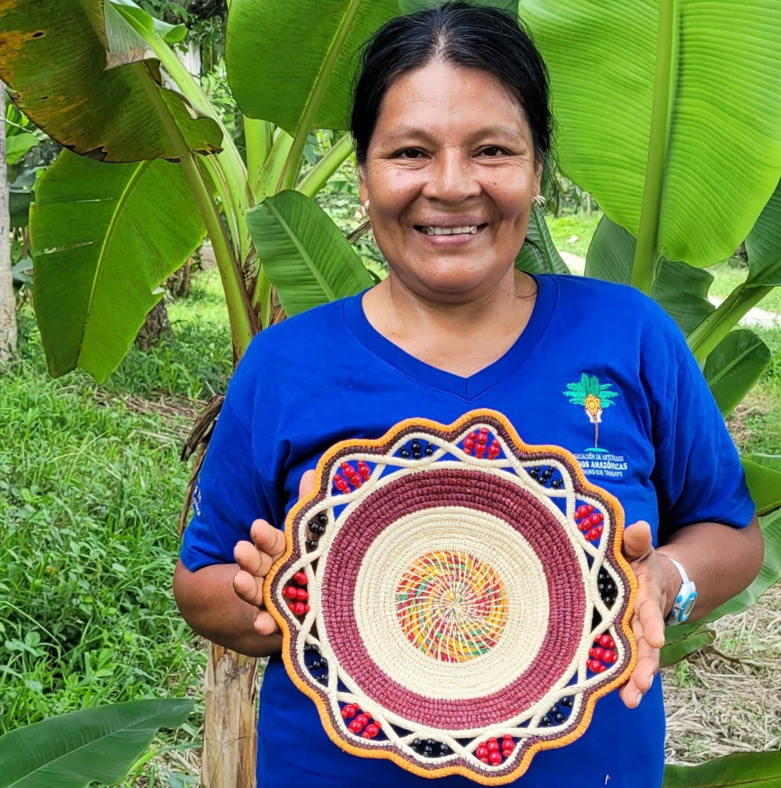 Beaded Scallops - Fair Trade Basket - Handmade by Peruvian Amazon artisan - Amazon Ecology