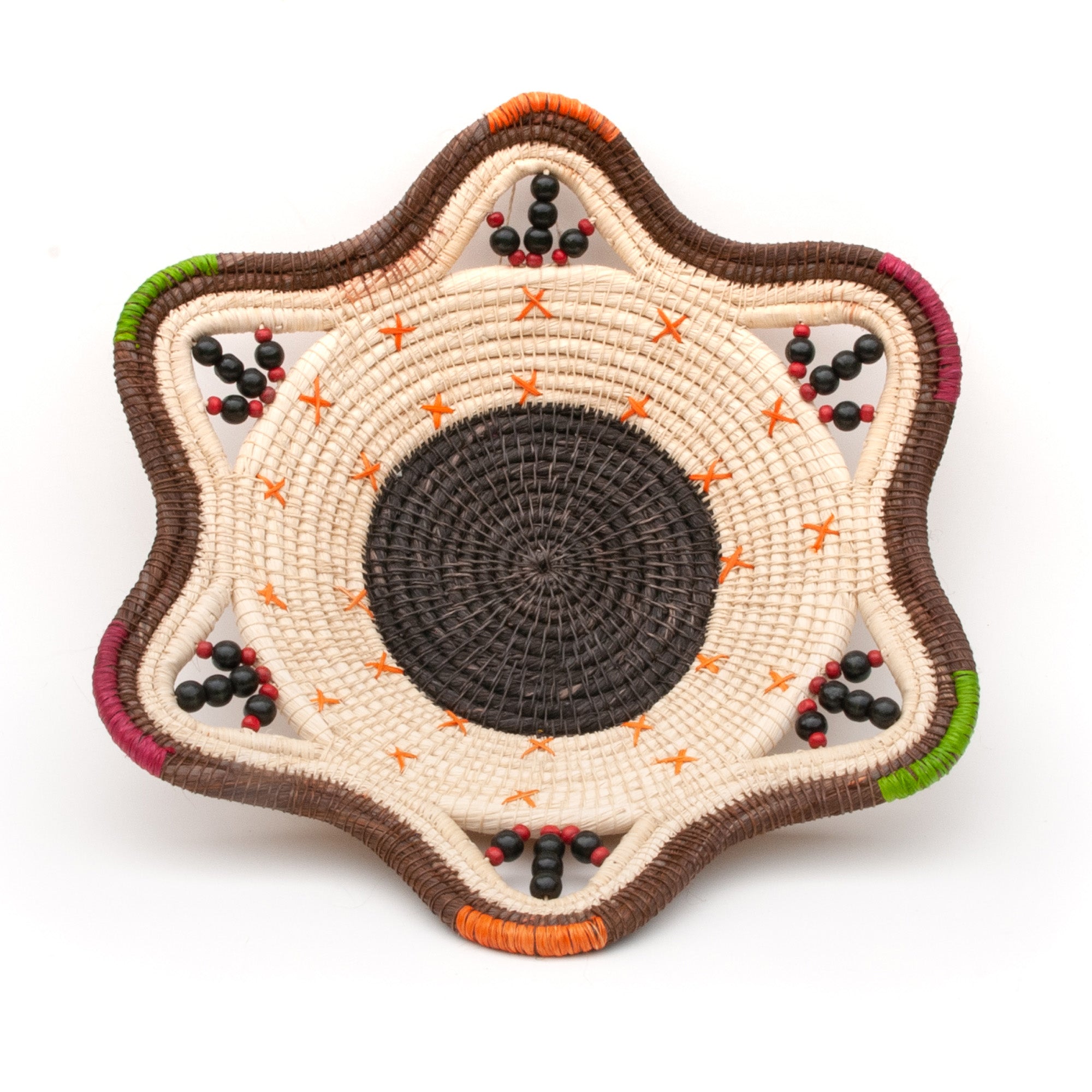 Chocolate and Cream Decorative Basket with Orange and Green Accents - Amazon Ecology