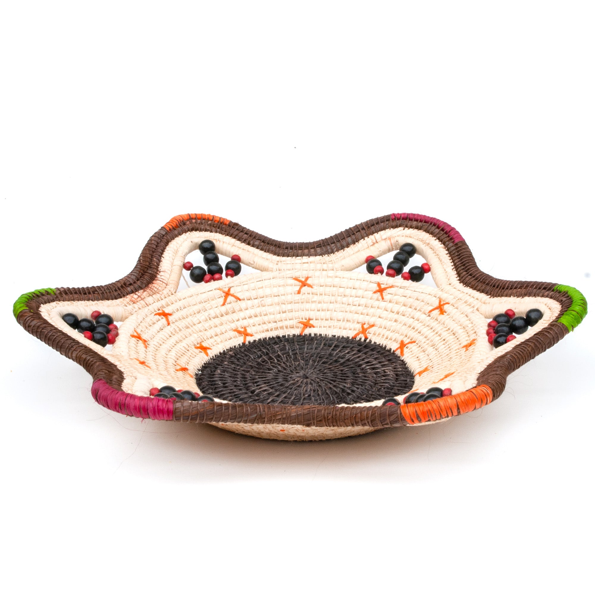 Chocolate and Cream Decorative Basket with Orange and Green Accents - Amazon Ecology