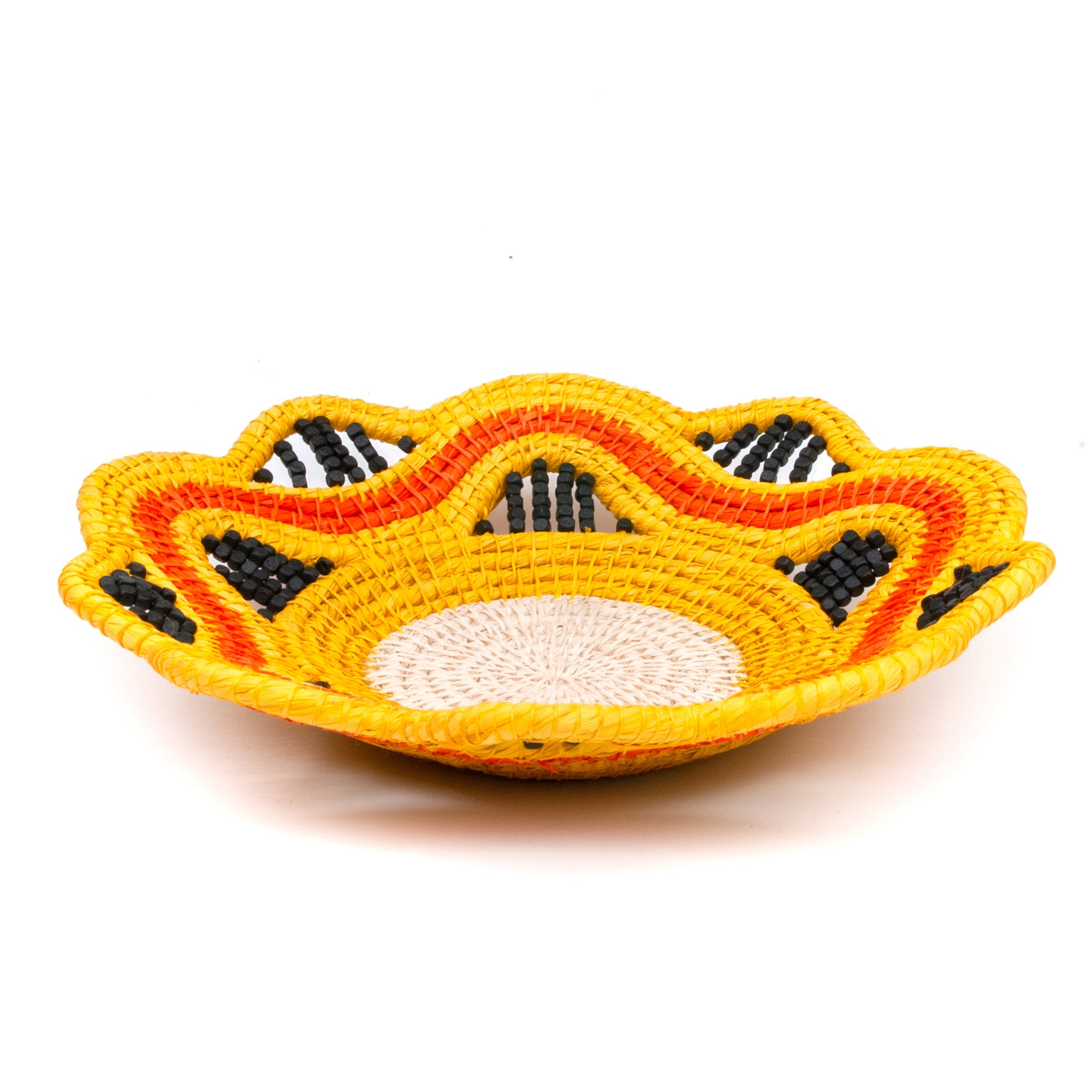 ORANGE RING SUN - HANDMADE CHAMBIRA PALM FIBER BASKET - WOVEN BY ARTISAN FROM PERUVIAN AMAZON - Amazon Ecology