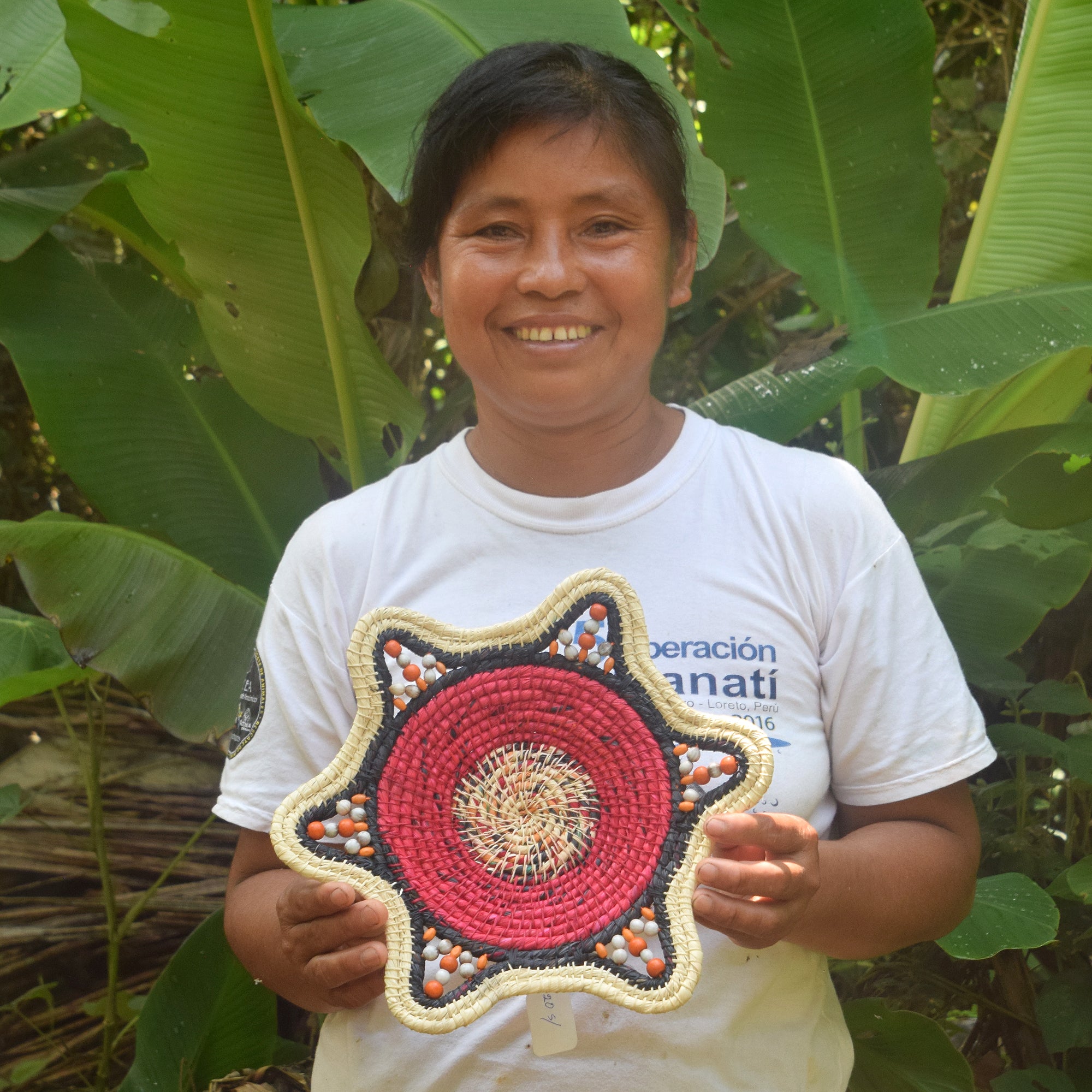 Scarlet Cyclone Handwoven Basket - Fairtrade and Handmade by Peruvian Amazon artisan - Amazon Ecology