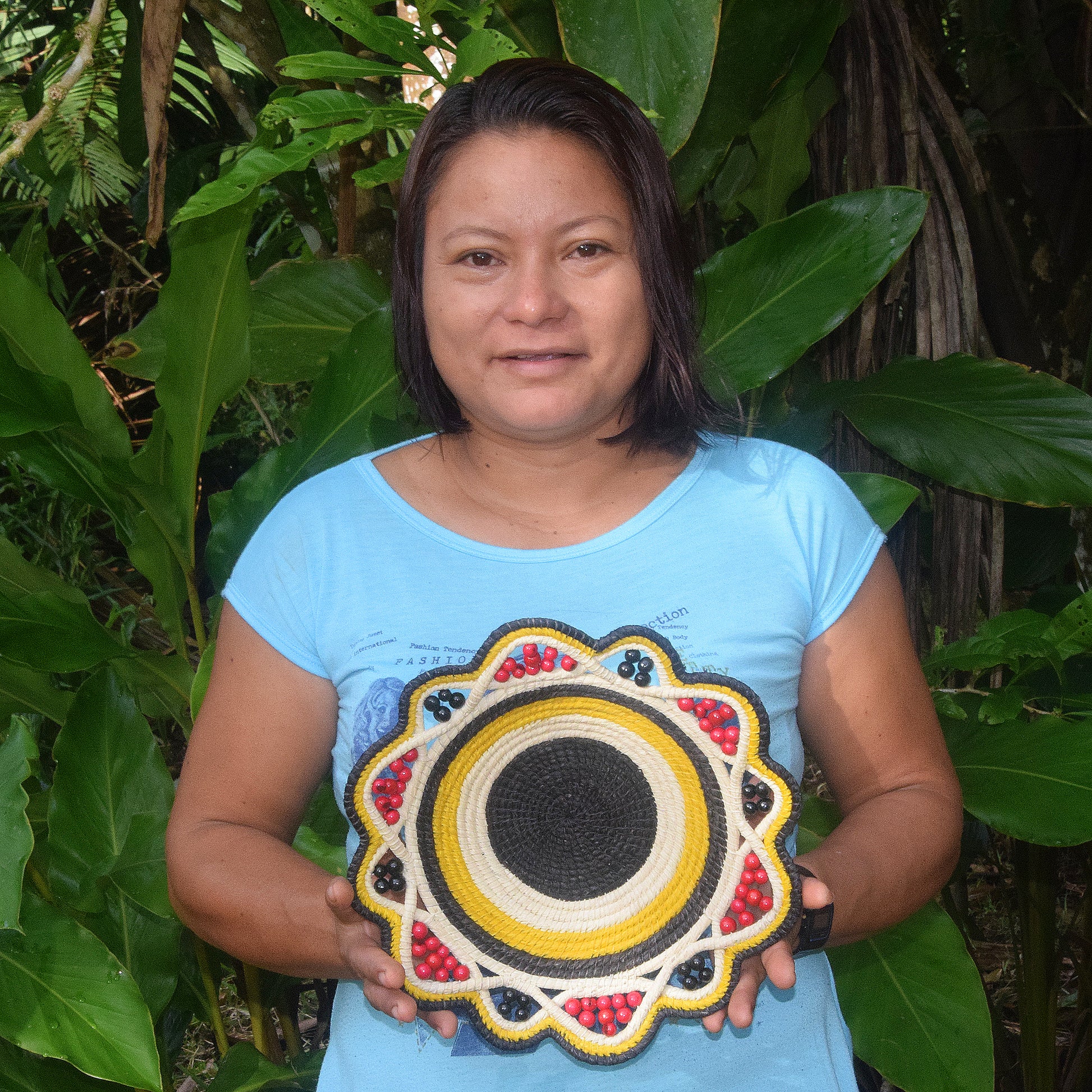 DOUBLE ECLIPSE - HANDMADE CHAMBIRA PALM FIBER BASKET - WOVEN BY ARTISAN FROM PERUVIAN AMAZON - Amazon Ecology