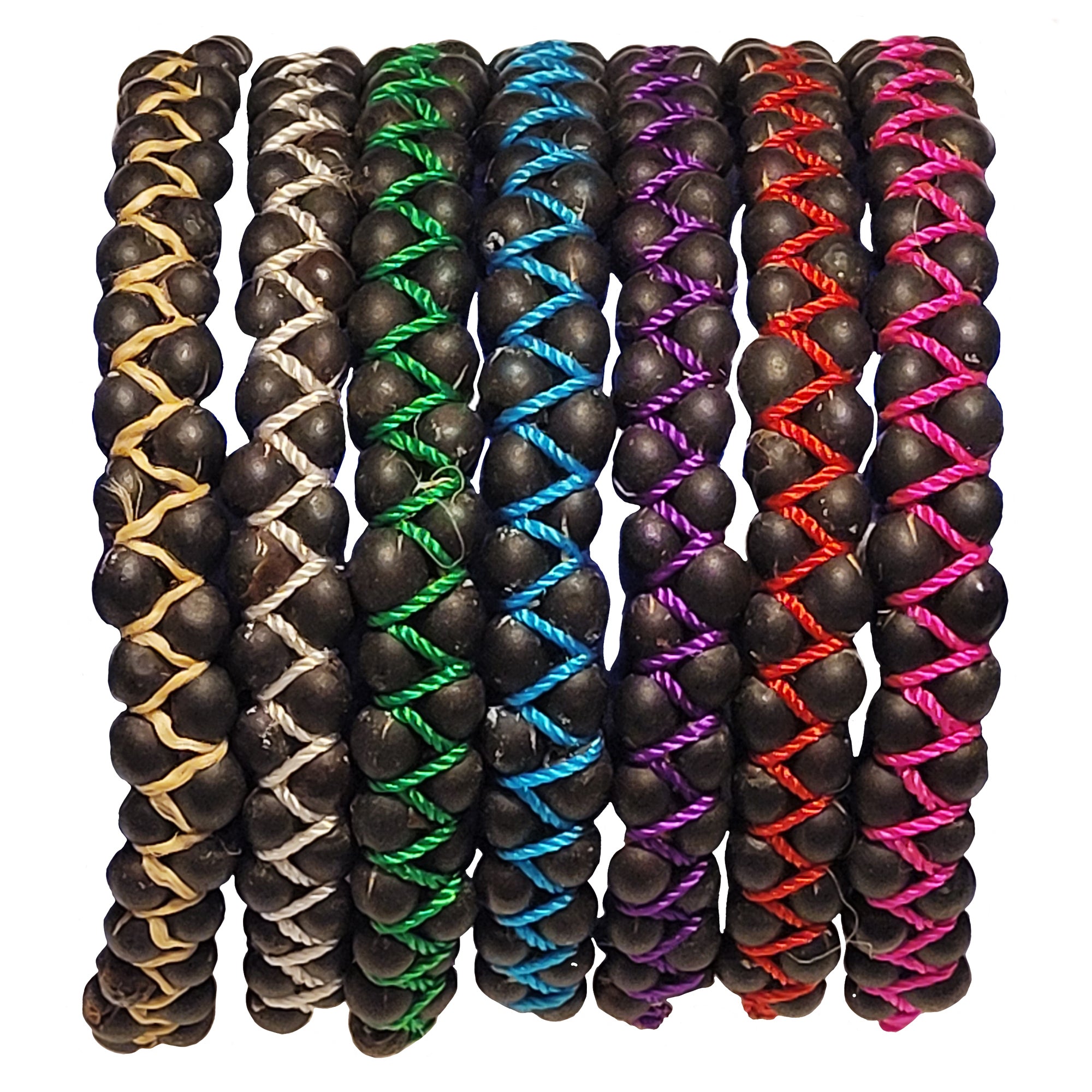 Twin-row achira seed bracelet made by Peruvian Amazon artisan