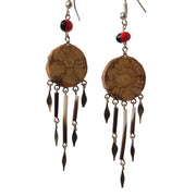 Ayahuasca vine earrings with quill dangles - made by Peruvian Amazon artisan - Amazon Ecology