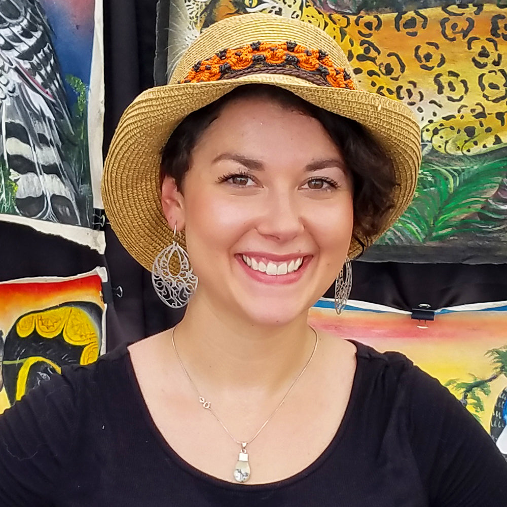 Fair-trade Hand-made Hat band - orange & black snake - made by Peruvian Amazon artisan - Amazon Ecology