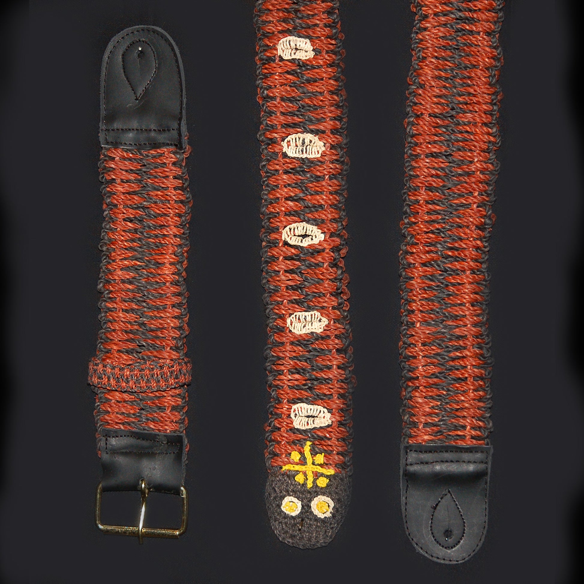 FAIR -TRADE HAND-MADE GUITAR STRAP - MAROON WITH BLACK STRIPE - WOVEN BY PERUVIAN AMAZON ARTISAN - Amazon Ecology