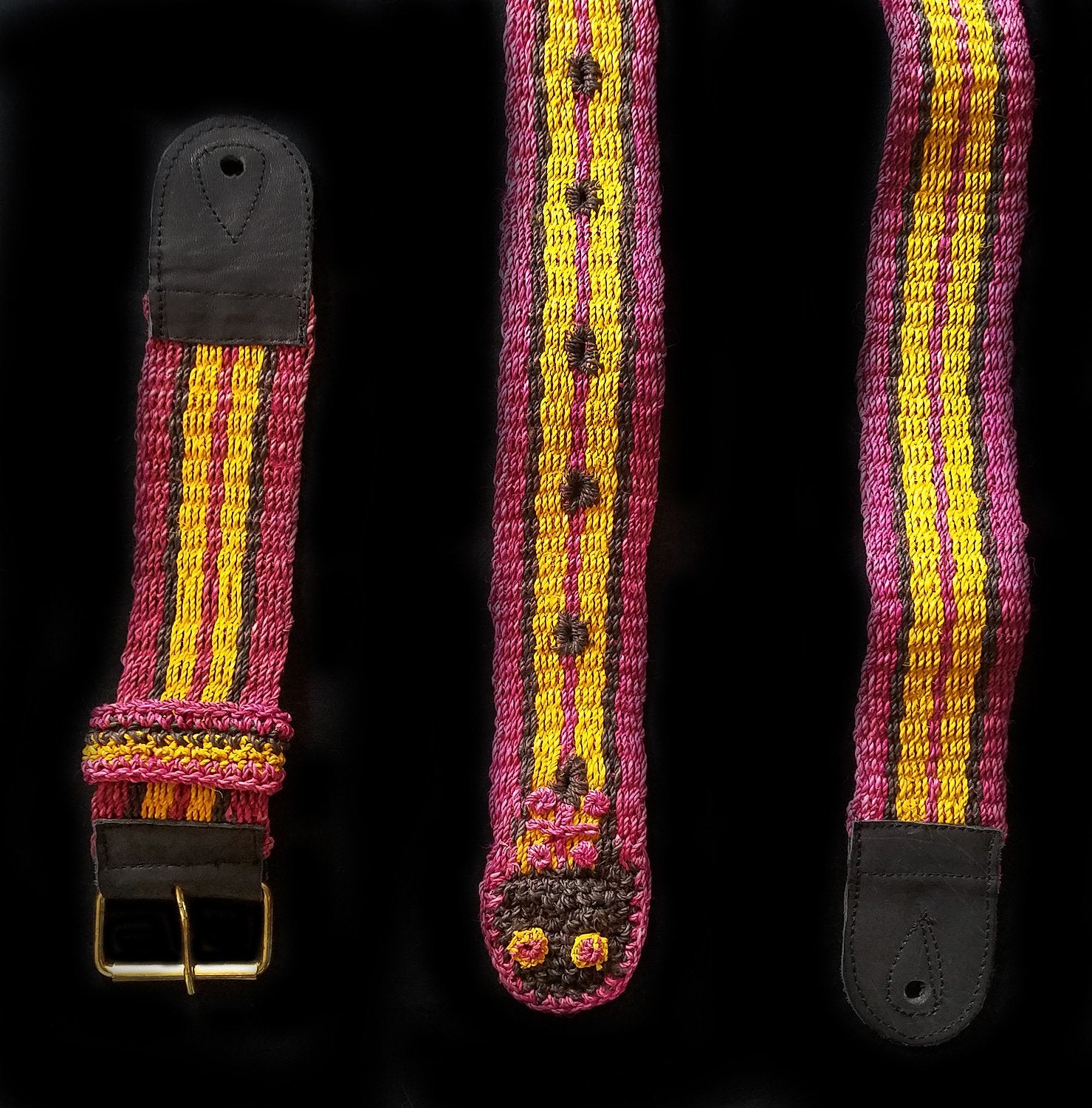 GS07D : Fair-trade hand-made Amazon guitar strap - striped snake model