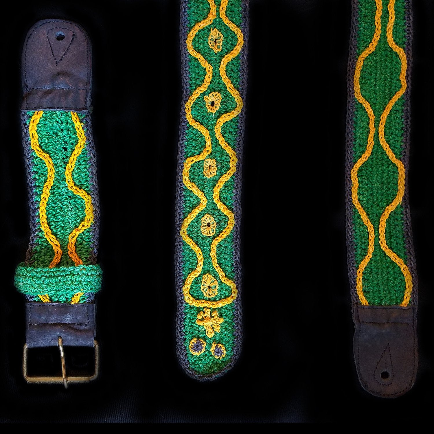 FAIR -TRADE HAND-MADE GUITAR STRAP - EMERALD TREE BOA PATTERN - WOVEN BY PERUVIAN AMAZON ARTISAN - Amazon Ecology