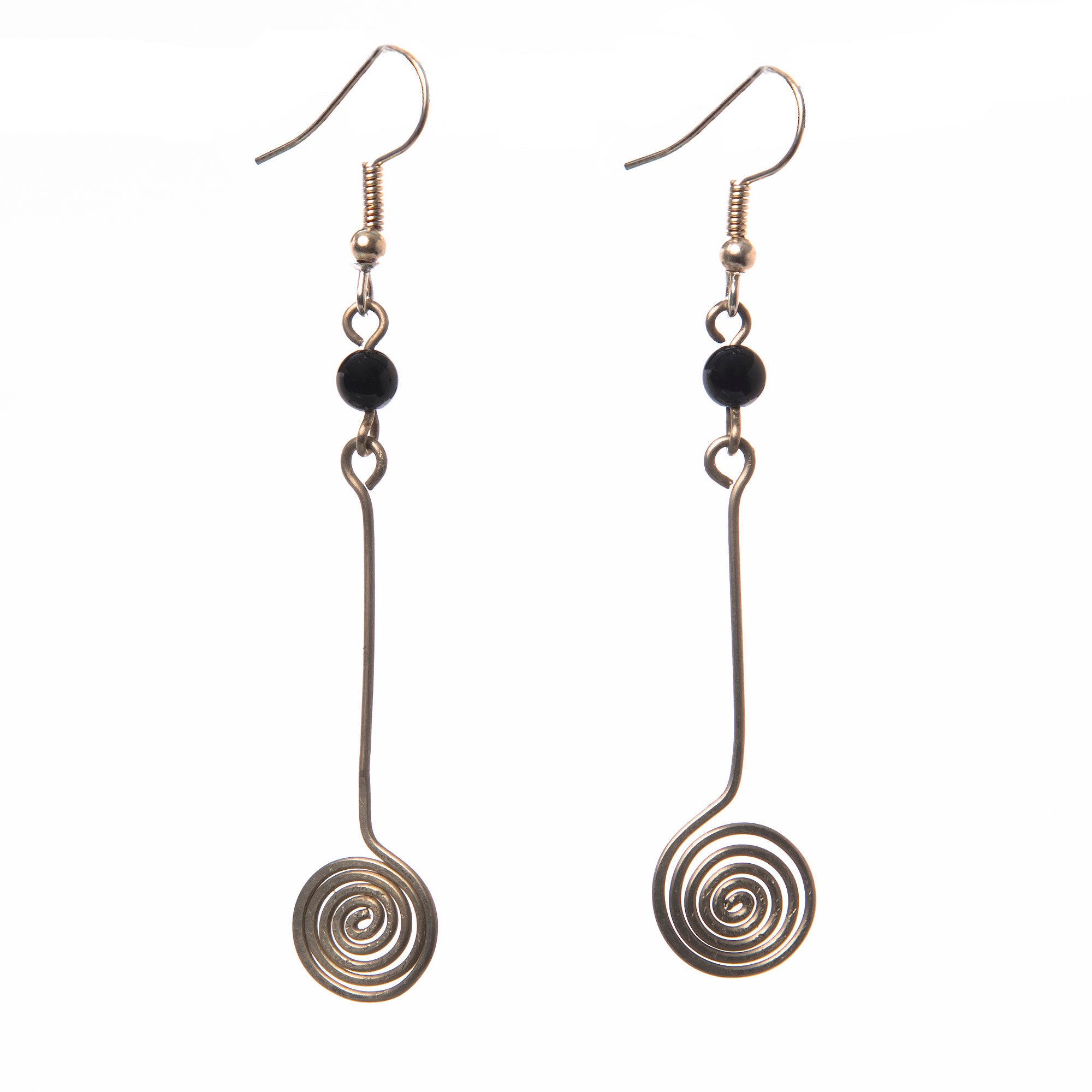 Silver Wire Coil Design Hanging Earrings