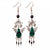 Silver Wire Owl Earrings With Tigrillo Stone and Achira Bead