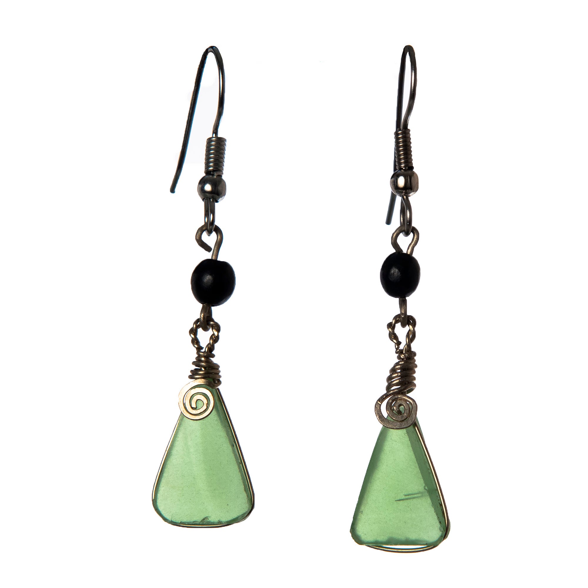 Triangular Opalite Silver Wire Earrings