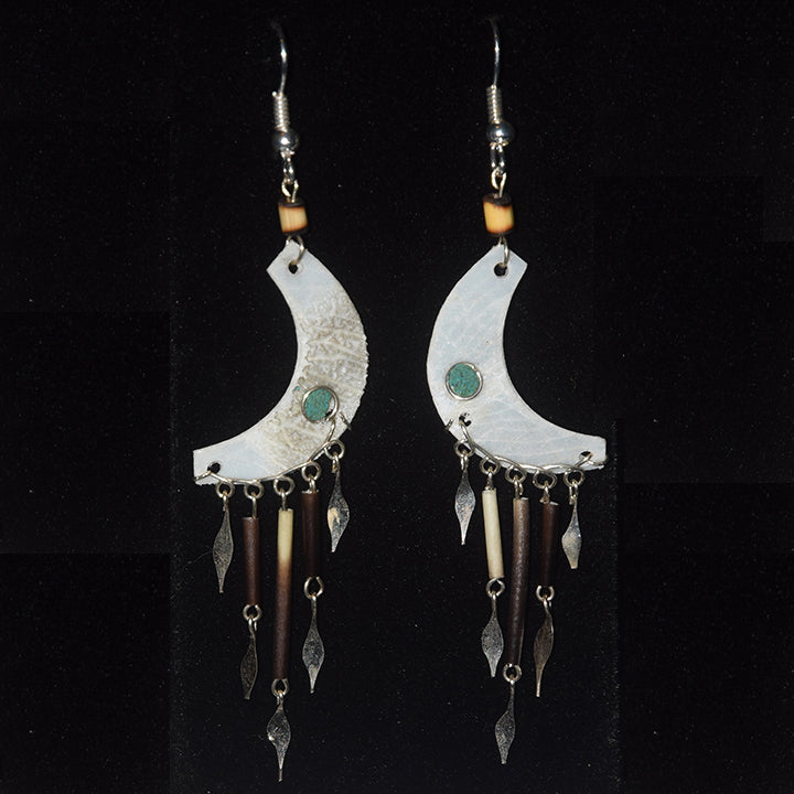 Paiche Fish Scales Crescent Moon Earrings - Amazon Ecology