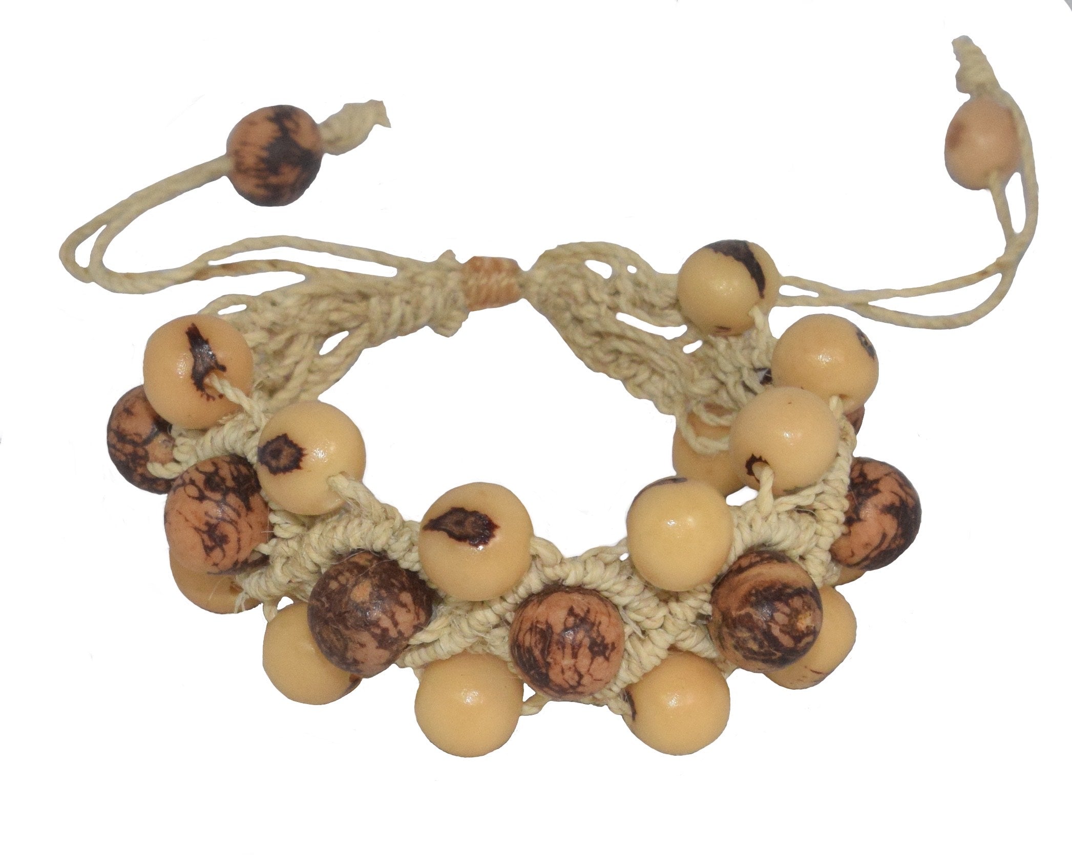 Polished açai seed macrame bracelet - Amazon Ecology