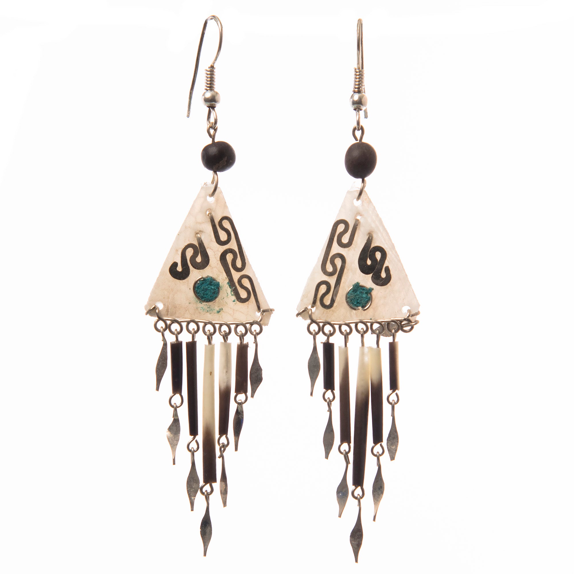 Triangular paiche scale earrings - made by Peruvian Amazon artisan