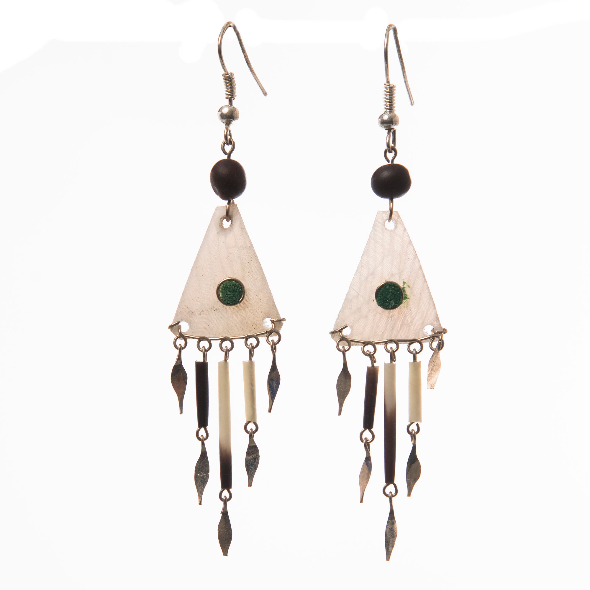 Triangular paiche scale earrings - made by Peruvian Amazon artisan
