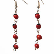 Four huayruru seed dangle earrings - made by Peruvian Amazon artisan - Amazon Ecology
