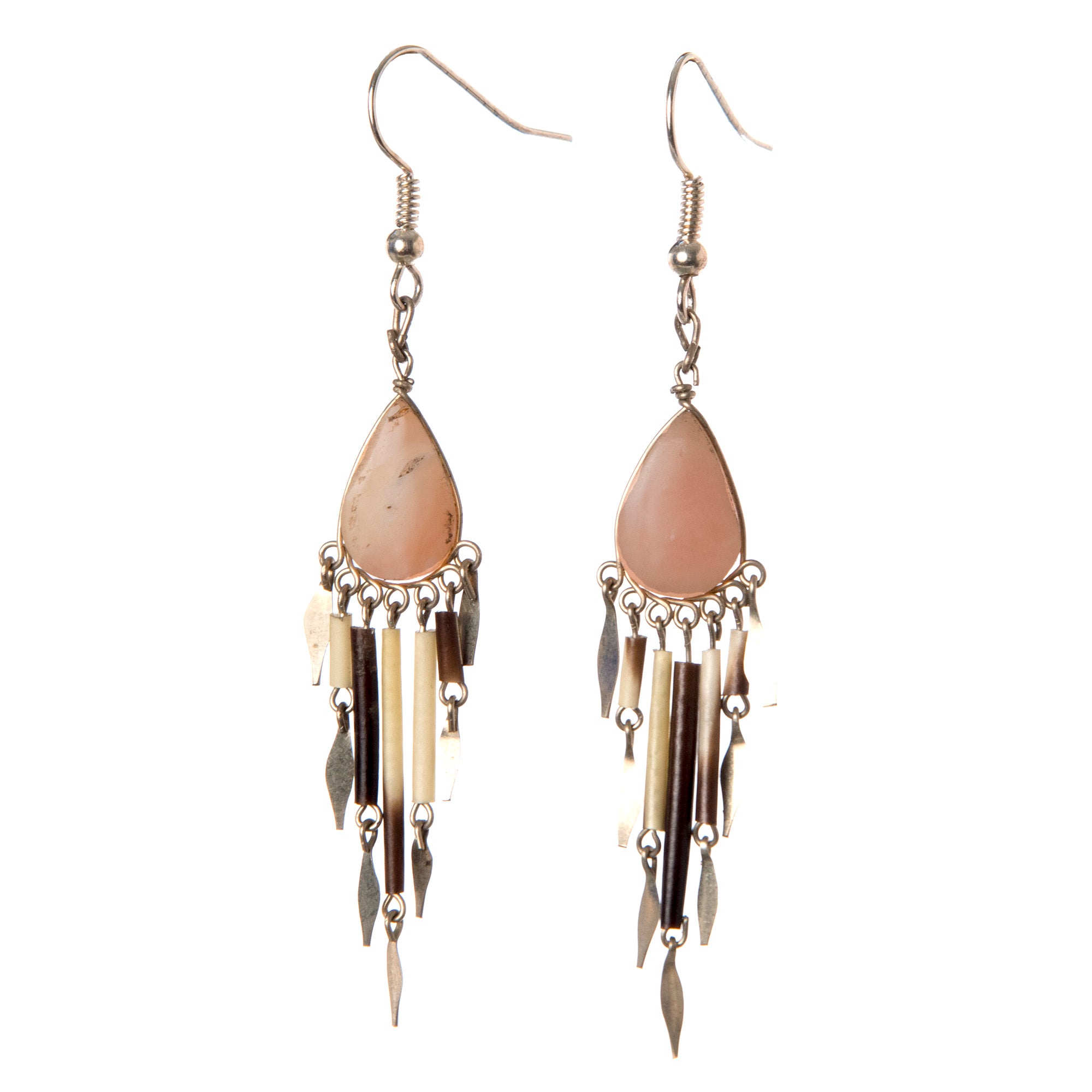 Elegant Rhodochrosite Dangling Earrings with Silver Wire - Amazon Ecology