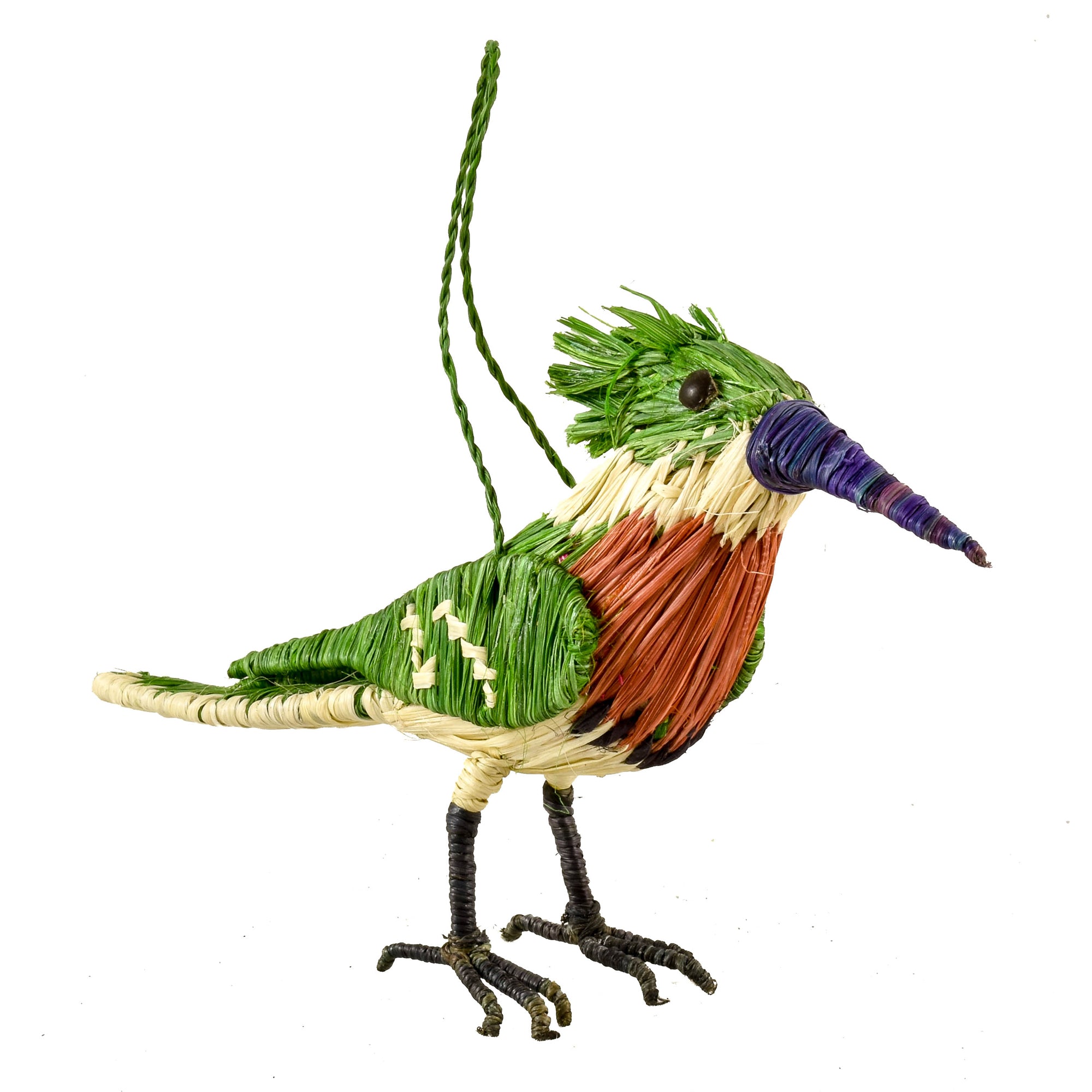 KINGFISHER WOVEN BIRD FAIR-TRADE CHRISTMAS TREE ORNAMENT - WOVEN BY PERUVIAN AMAZON ARTISAN