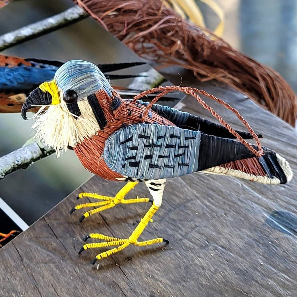 KESTREL BIRD - FAIR-TRADE CHRISTMAS TREE ORNAMENT - WOVEN BY PERUVIAN AMAZON ARTISAN