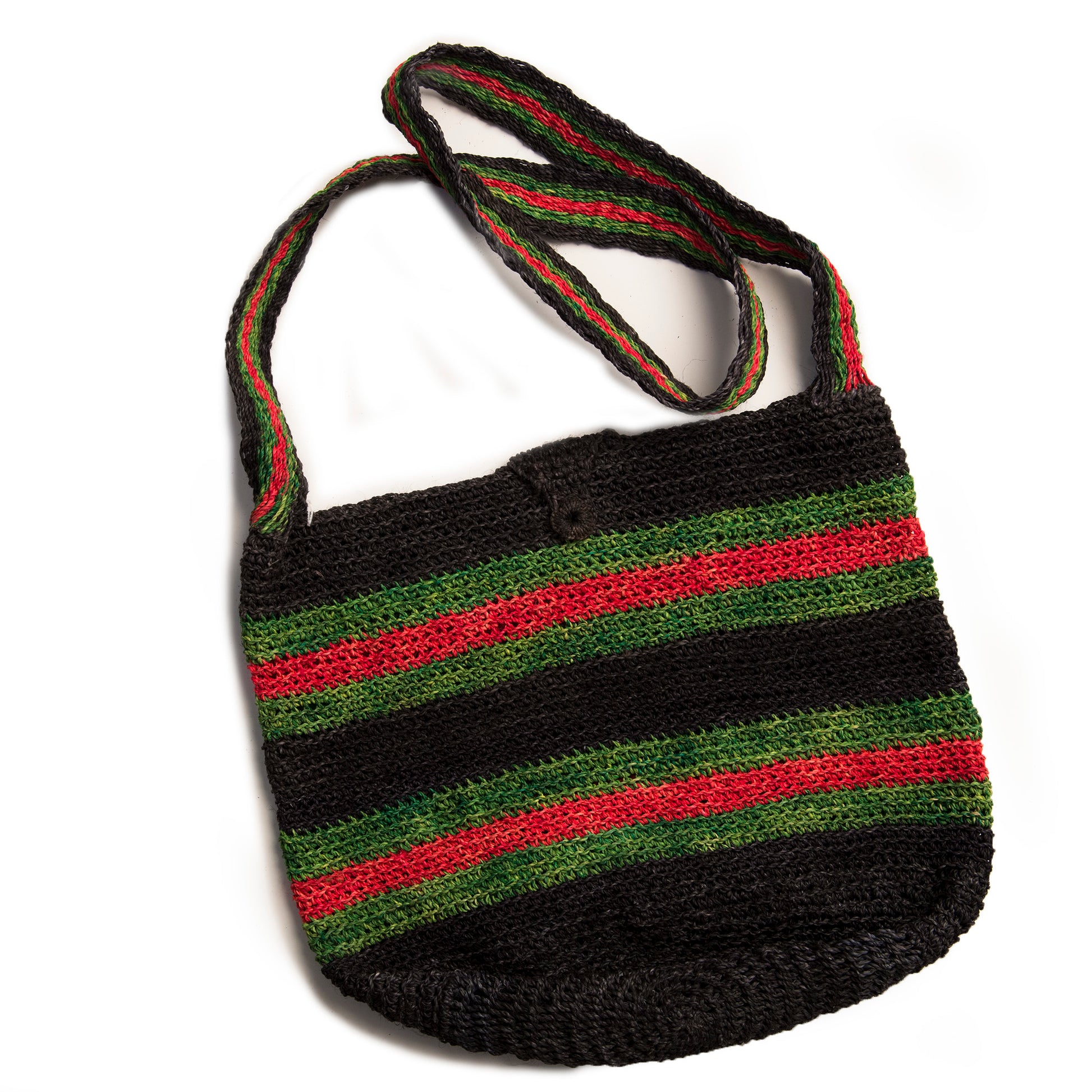 Black striped Round-bottom Shoulder Palm Fiber Bags made in the Peruvian Amazon - Amazon Ecology