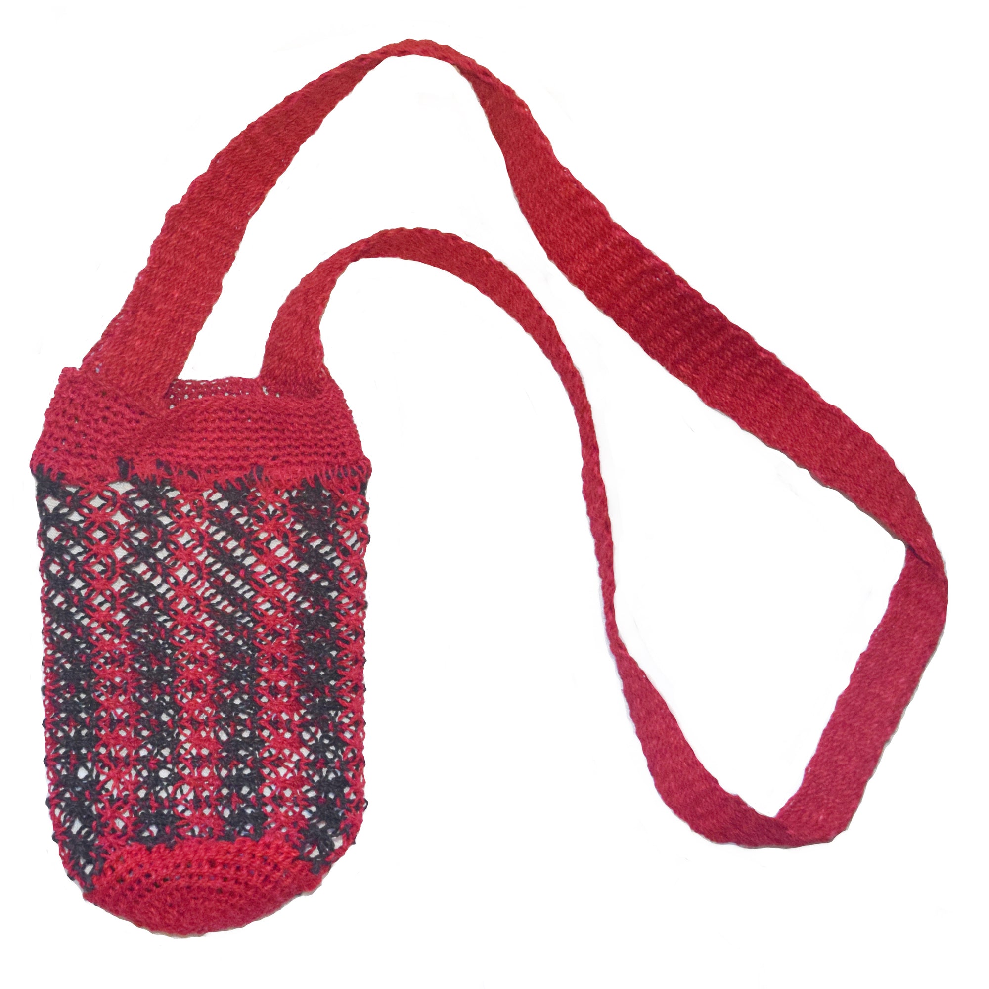 Fair-Trade Bottle Carrier/Wine Tote with black and red stripes - Amazon Ecology