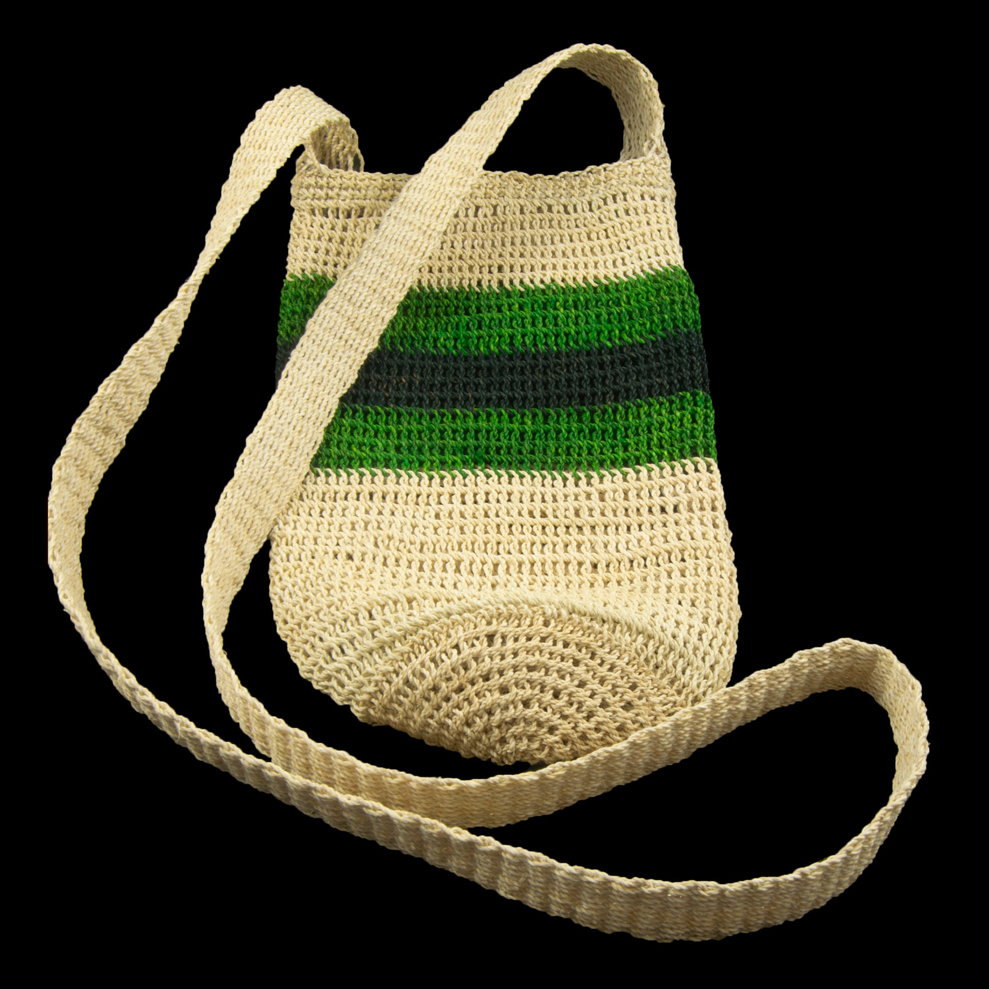 Fair-Trade Bottle Carrier/Wine Tote with green and black bands - Amazon Ecology
