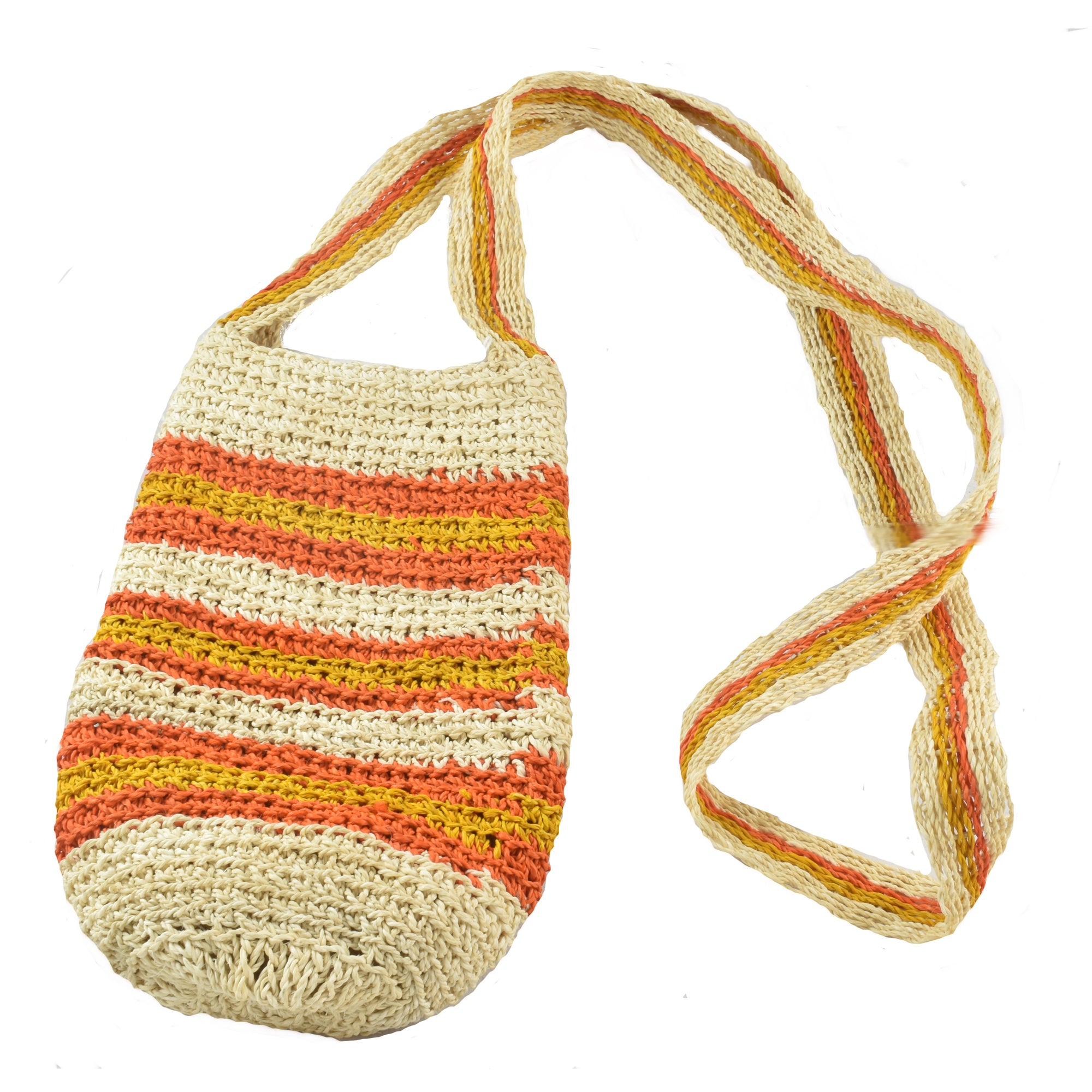 Fair-Trade Bottle Carrier/Wine Tote with orange and yellow double bands - Amazon Ecology