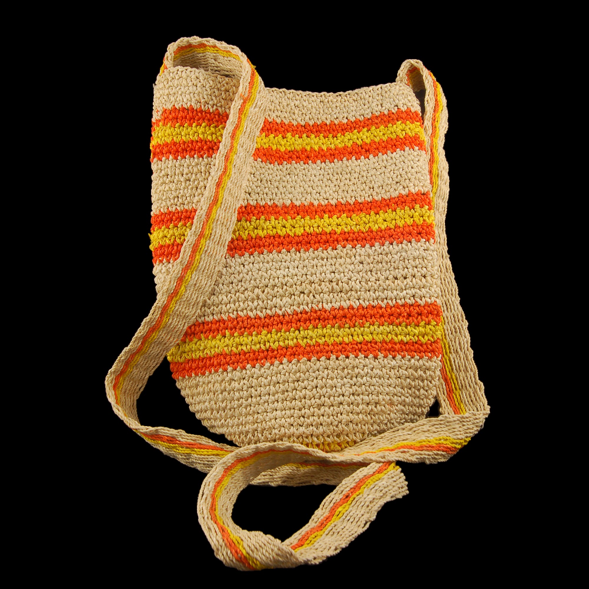 Fair-Trade Bottle Carrier/Wine Tote with orange and yellow double bands - Amazon Ecology